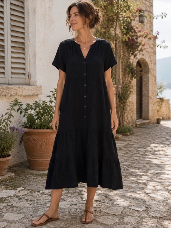 J. Jill Dresses & Skirts - J.Jill 100% Cotton Gauze Tiered Swing Dress XLT Lagenlook Minimalist Oversized